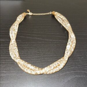 Elegant Gold Mesh Crystal Choker Necklace